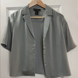 House of Harlow 1960 Sage Green satin Blouse